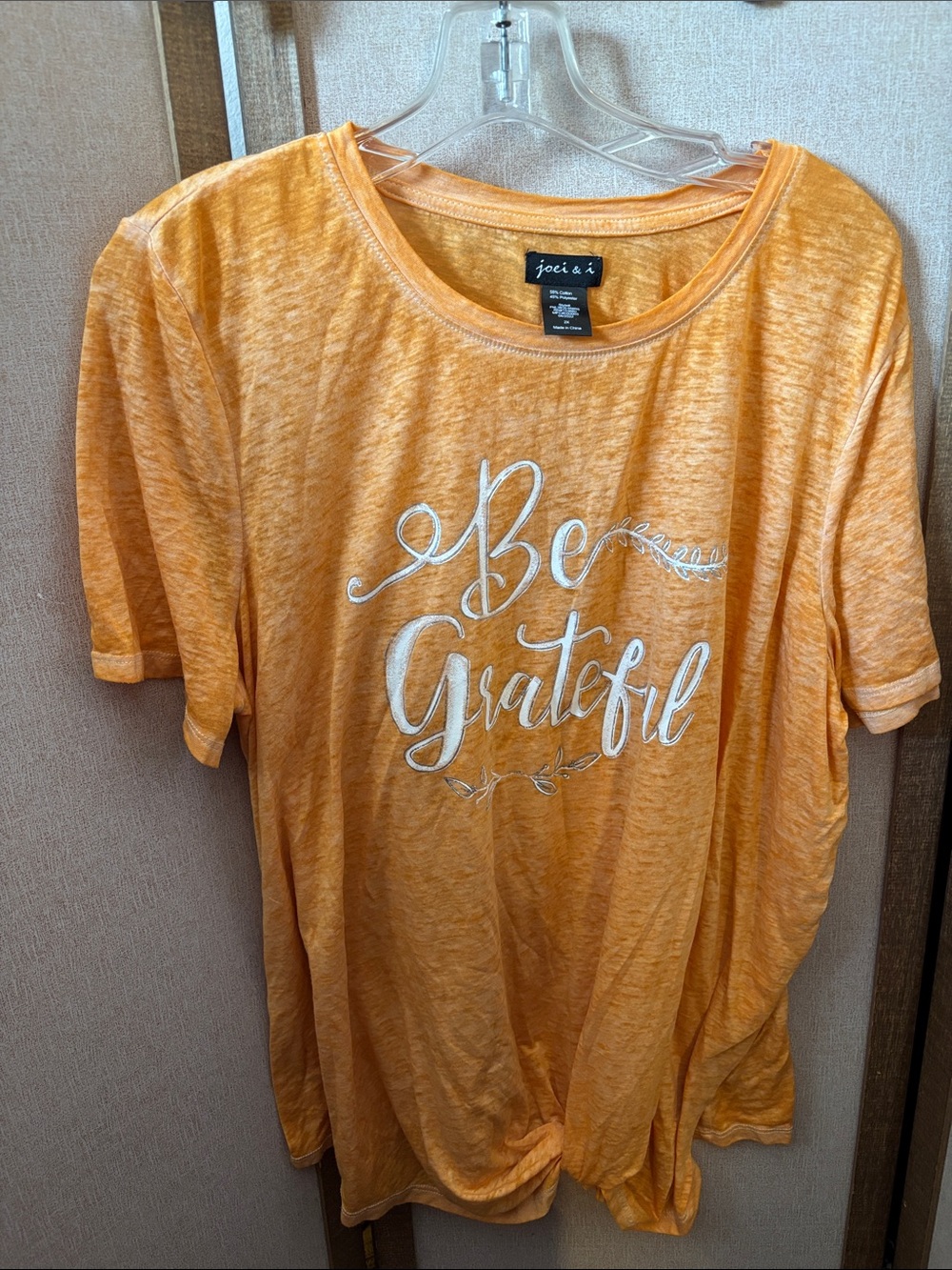 Joei & I Be Grateful Orange Graphic Tee 2X